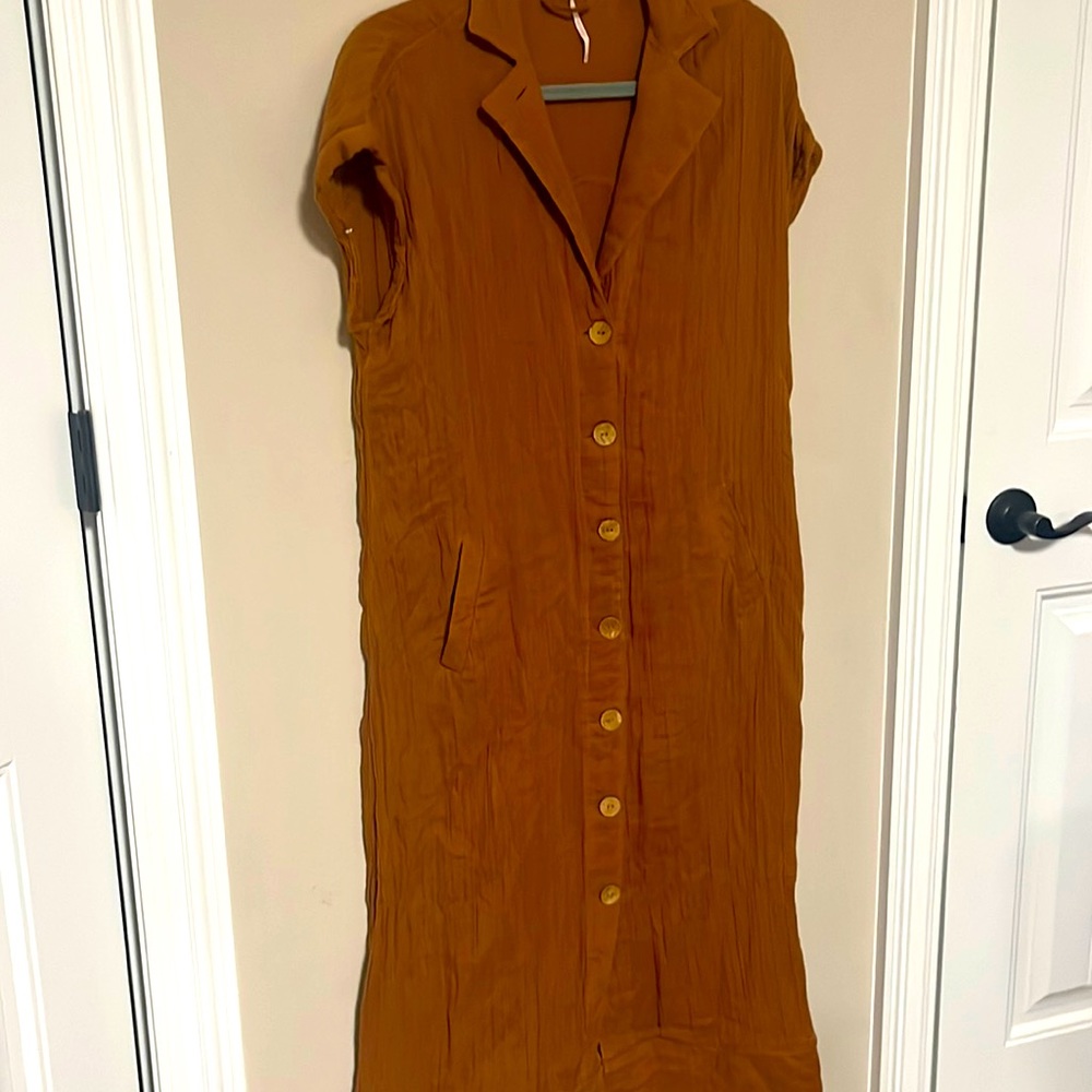 Free People Brown Button Down Maxi Dress